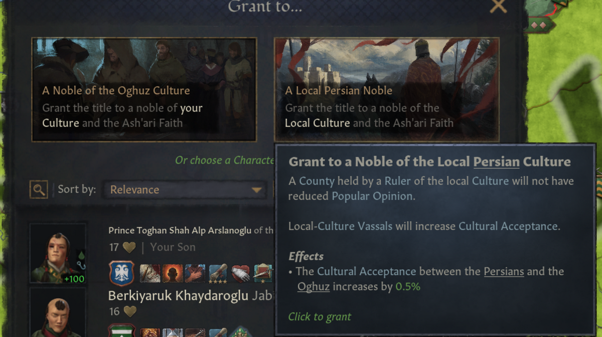 CK III: Royal Court allows players to grant land to local nobles