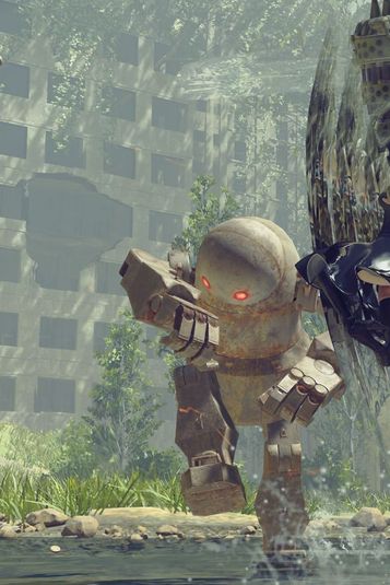 A man with an axe running through a forest in SCUM