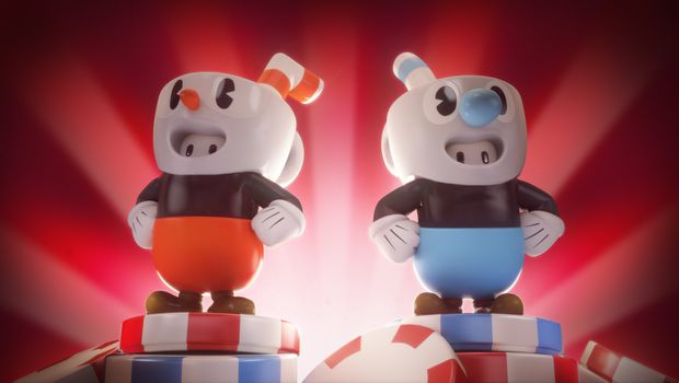 Fall Guys - Cuphead and Mugman on their way to the Blunderdome