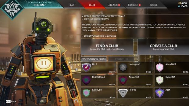 Apex Legends dev explains Season 7: Ascension's Clubs feature