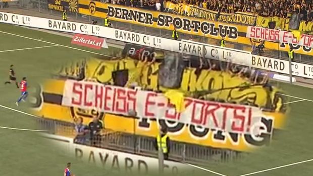 Swiss football protest esports during a match