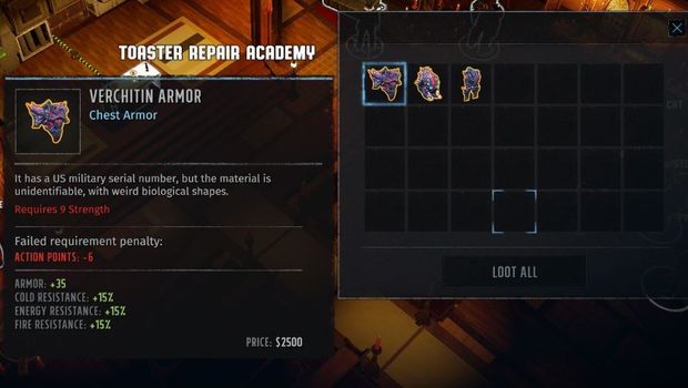 Wasteland 3: Verchitin Armour and Golden Toaster part locations