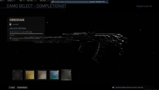 Obsidian camo is the new Mastery Camo in Call of Duty: Modern Warfare and Warzone