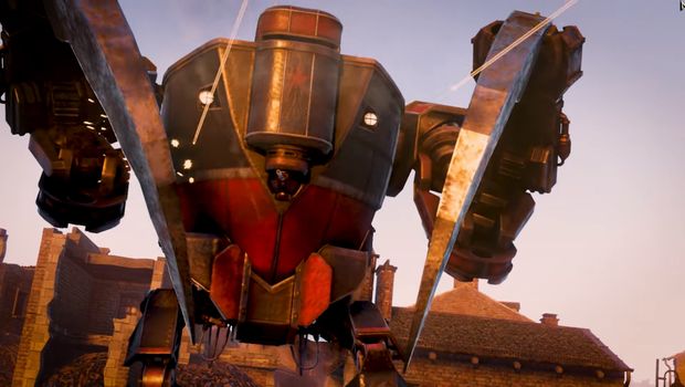 Iron Harvest features a Rusviet mech with sickles for weapons