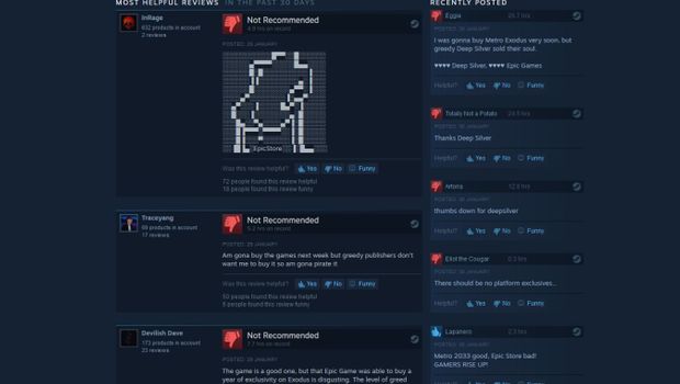 Metro getting review-bombed on Steam