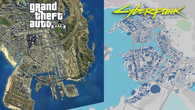 Here's how Cyberpunk 2077 map size compares to that of GTA V
