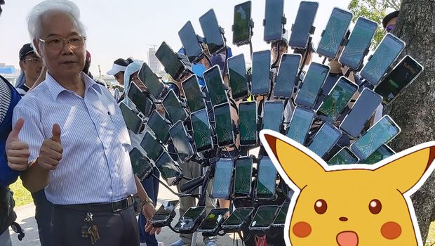 Taiwanese grandpa plays Pokemon Go on 45 phones