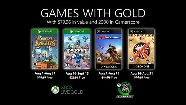 Xbox Games with Gold for August 2020 revealed