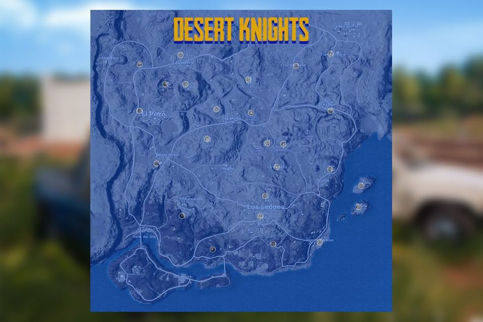 A map showing safe zones in PUBG's Desert Knights event