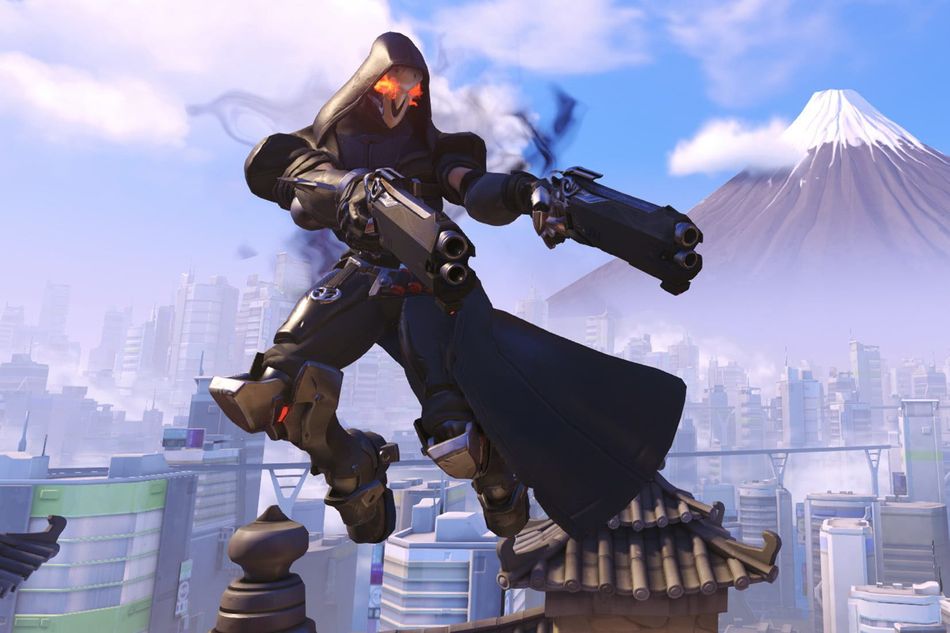 Reaper is dashing through the air attacking someone or something that's not on the screen
