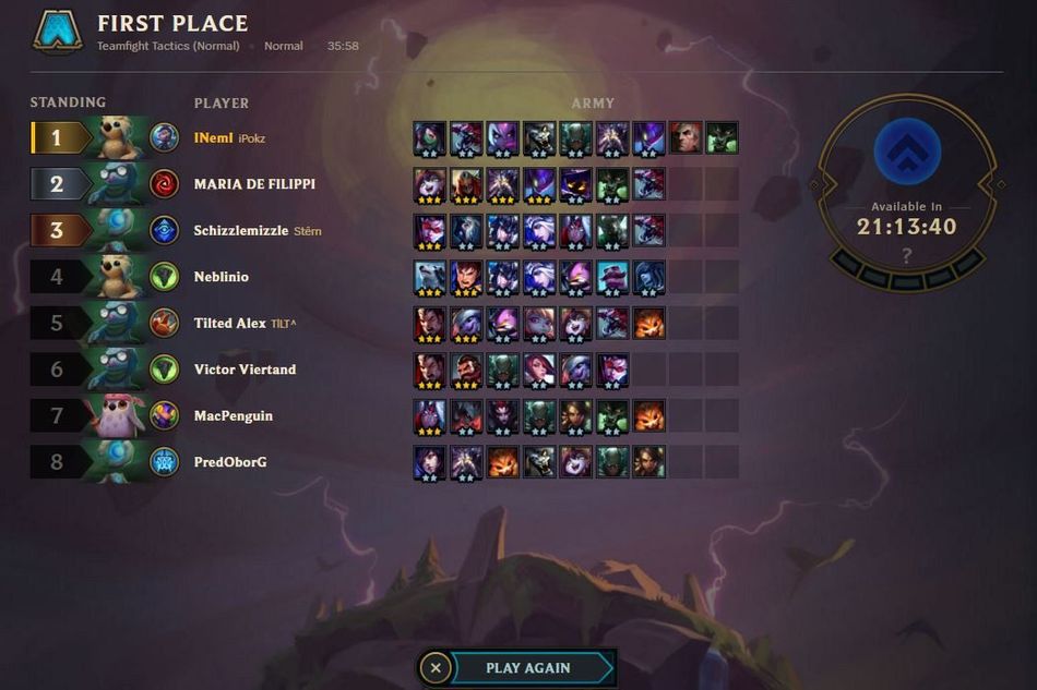 Picture of a victorious post-match screen in Teamfight Tactics