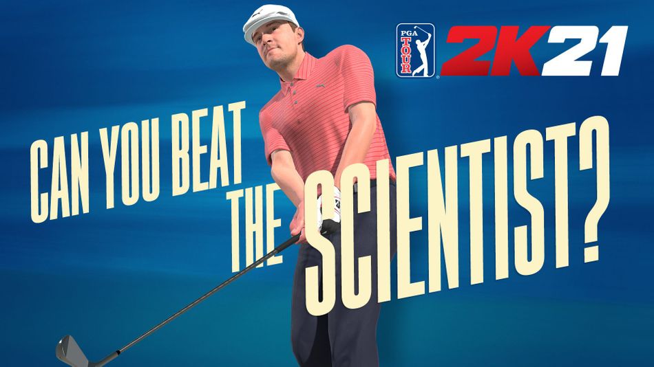 PGA Tour 2K21 artwork showing Bryson DeChambeau