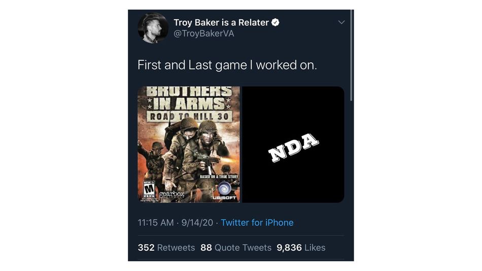 Tweet from Troy Baker teasing his new game