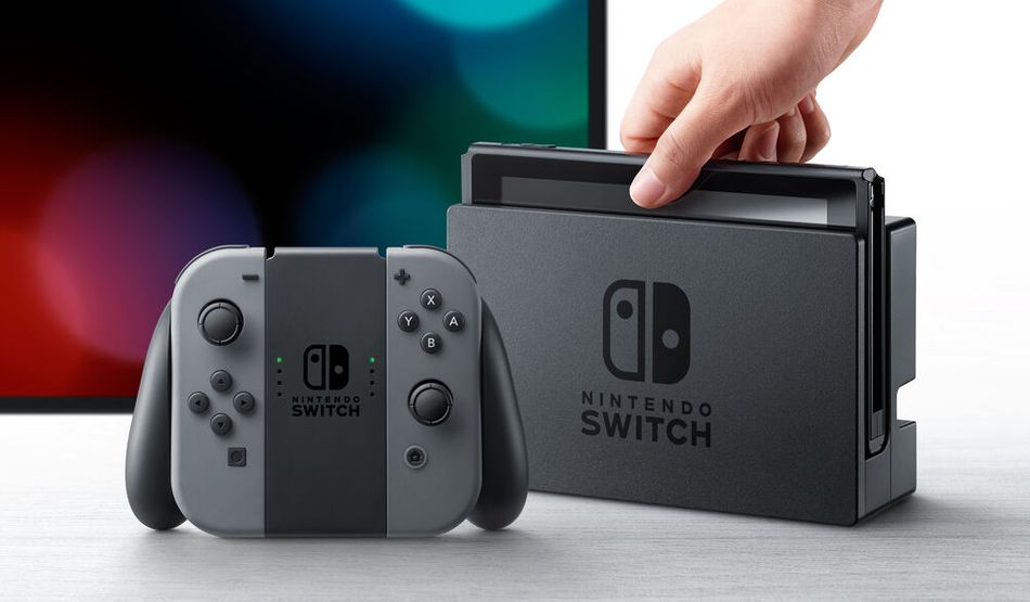 Nintendo Switch console in docked mode, and a controller.