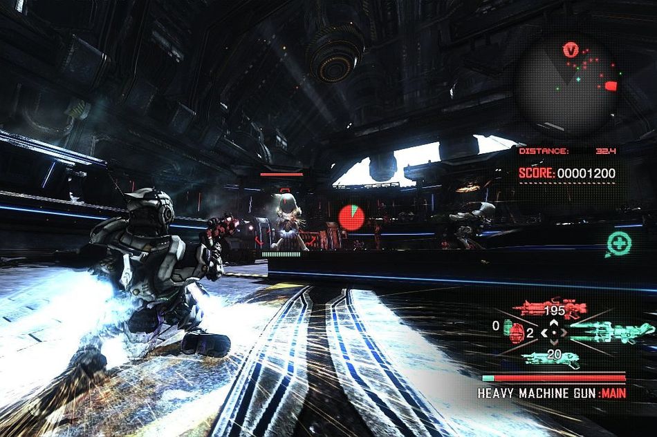 Vanquish character sliding on his knees between covers