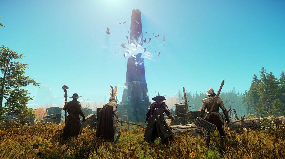 New World screenshot showing several characters
