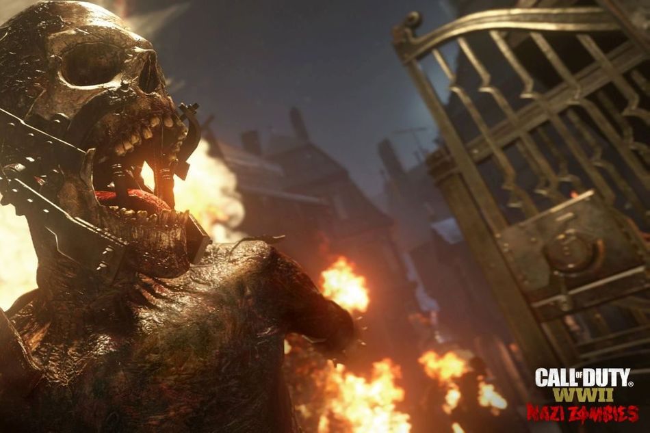 A nazi zombie on fire.