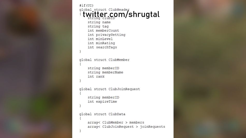 Apex Legends clubs data structure