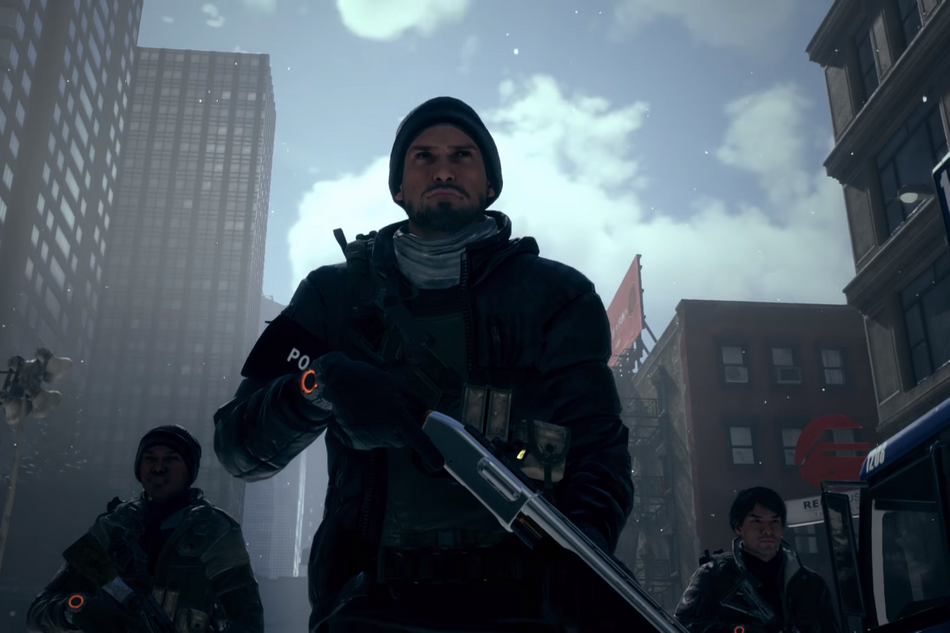 Screenshot from The Division showing an SHD agent with a shotgun.