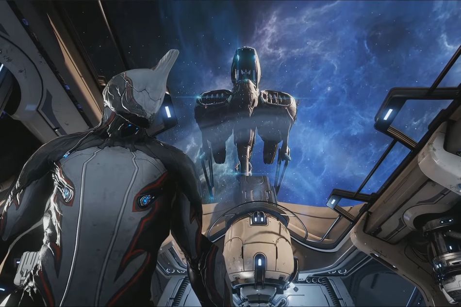 Warframe character, a view from inside the Railjack