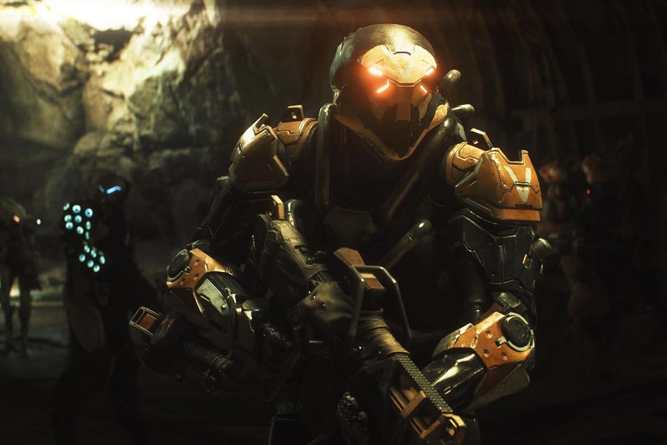 A soldier in Javelin, exosuits from BioWare's game Anthem