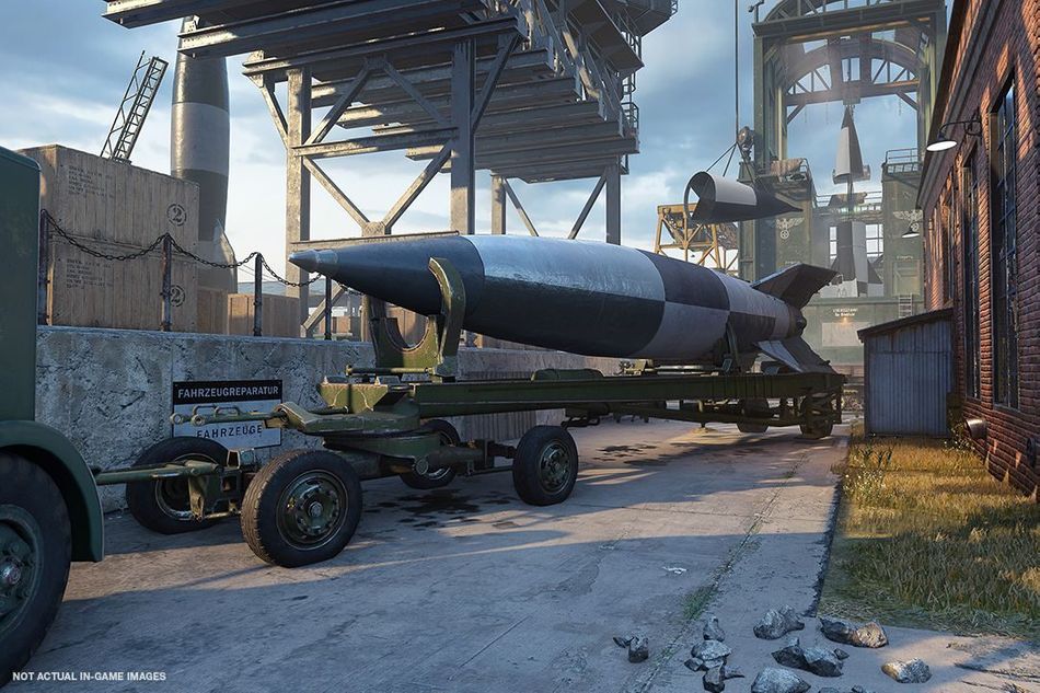 A rocket on a truck in a rocket facility