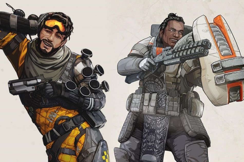 Apex Legends artwork showing mirage and gibraltar