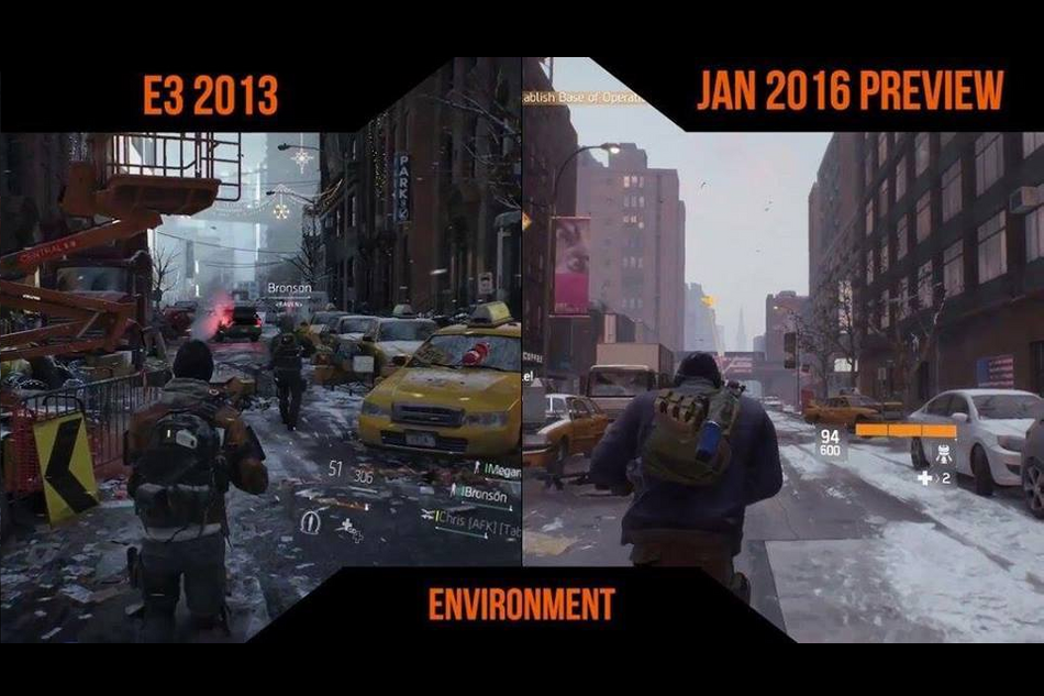 The Division screenshots from E3 2013 and preview in 2016 showing the game's graphics have been downgraded.