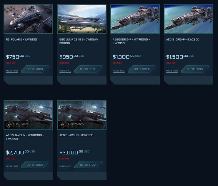 Star Citizen selling ships