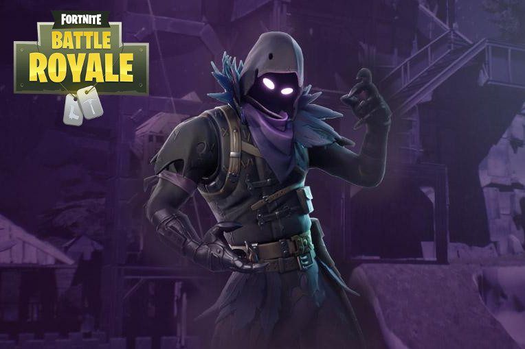 Splash art for Fortnite's Raven skin shows it as a figure in indigo outfit.
