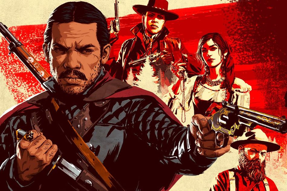 Red Dead Online artwork showing several characters with guns