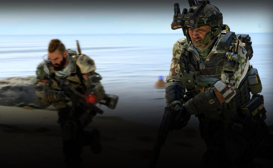 Two armed soldiers running on the beach in Call of Duty: Black Ops 4