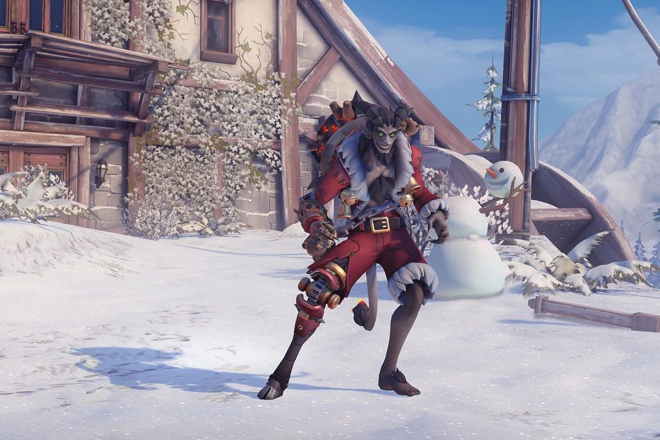 Overwatch's Winter Wonderland 2018 skin of Junkrat Krampus