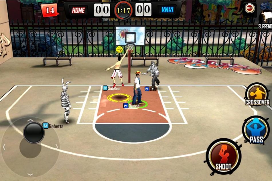 Player going for a lay-up in Dunk Nation 3x3.