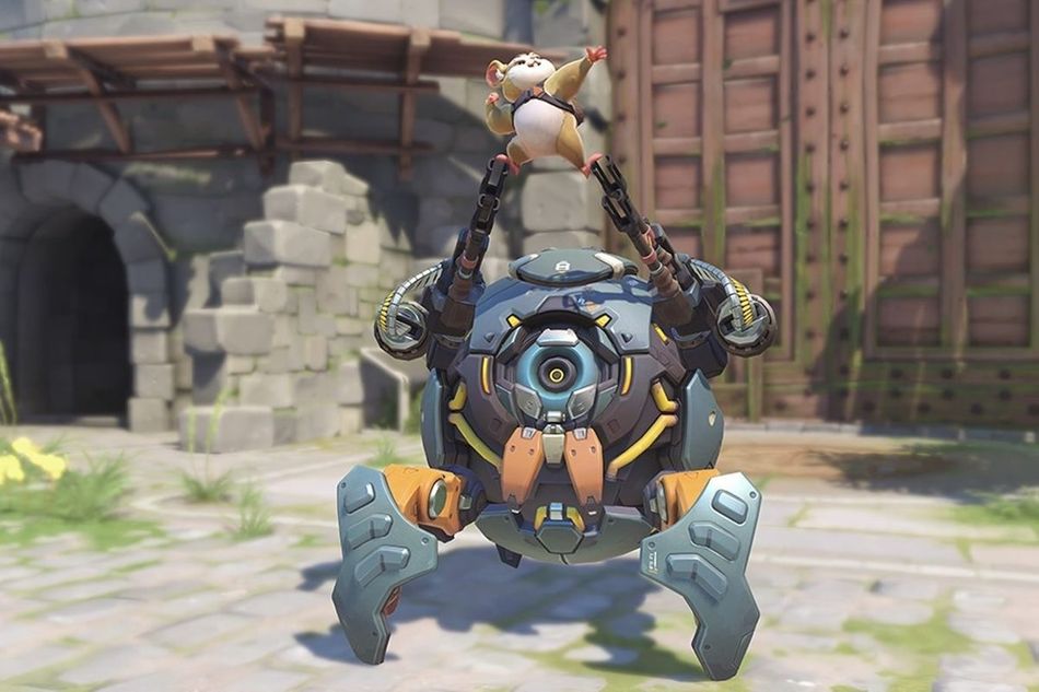 Overwatch's hamster Hammond is resting on top of his ball