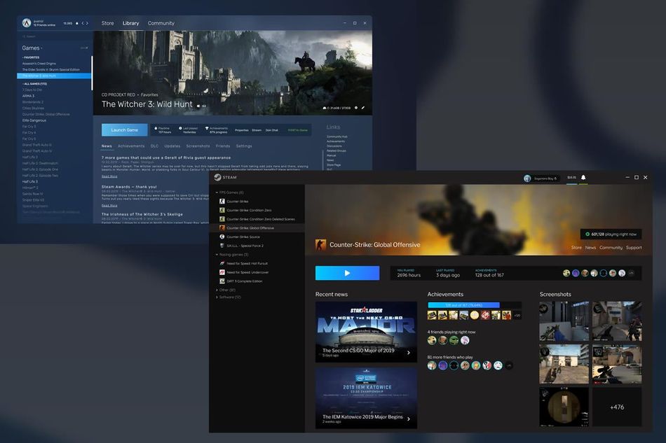 Two design proposals for redesign of Valve's Steam platform