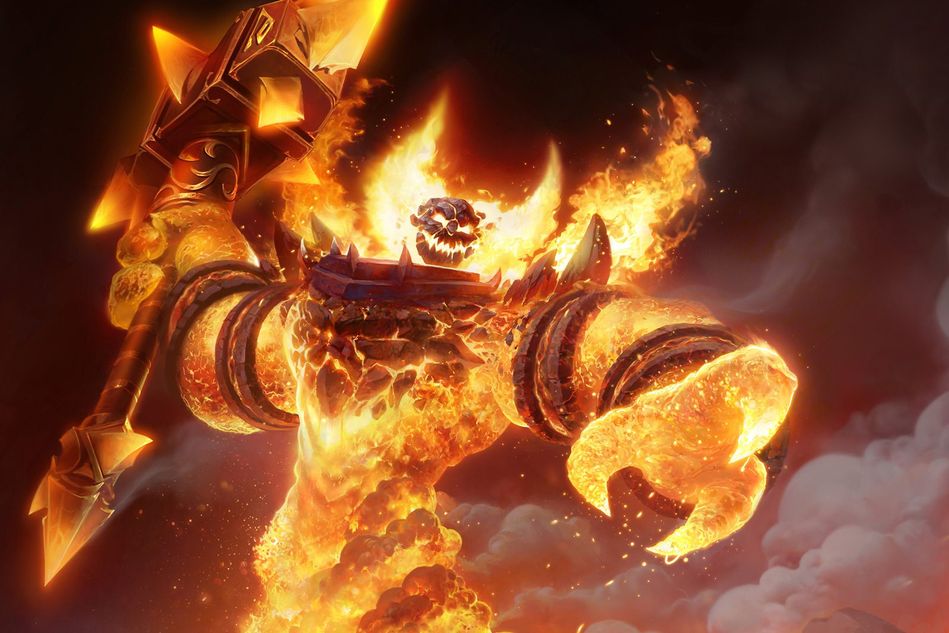 WoW Classic screenshot showing a fire demon holding his hammer