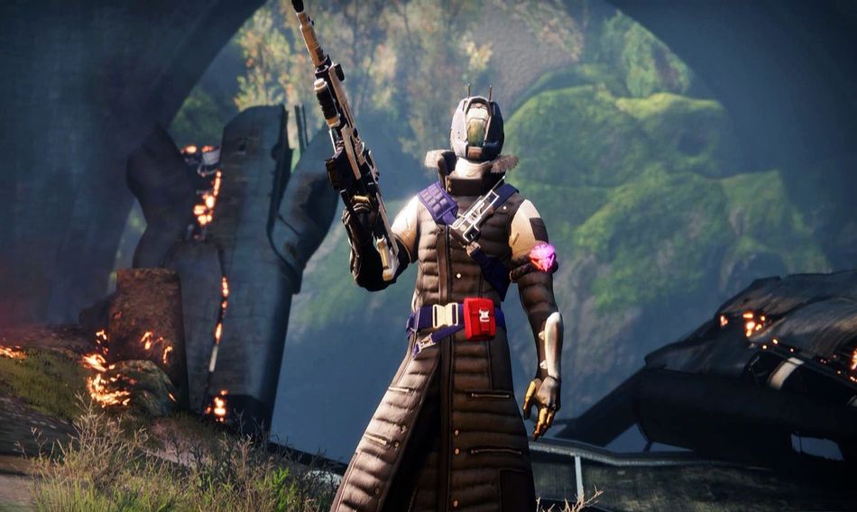 Warlock flexing his auto rifle ahead of a Rumble match on the EDZ.
