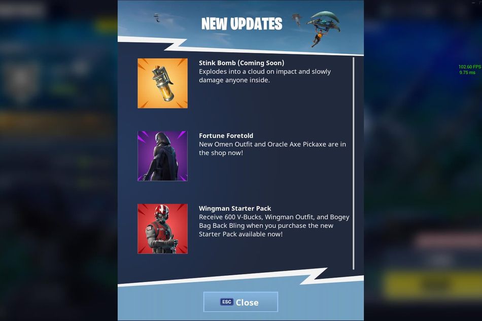 Fortnite: Battle Royale's in-game announcement of stink bomb