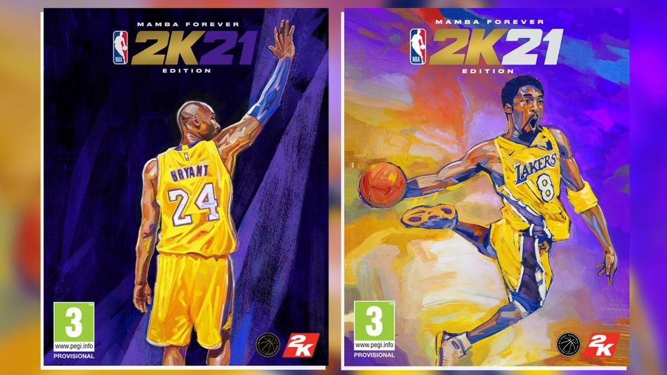 NBA 2K21 covers of the Mamba Forever Edition, featuring Kobe Bryant