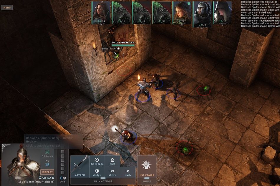 Screenshot of combat from Solasta: Crown of the Magister