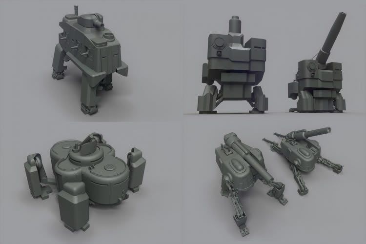 Basic 3D models for Iron Harvest's in-game weapons