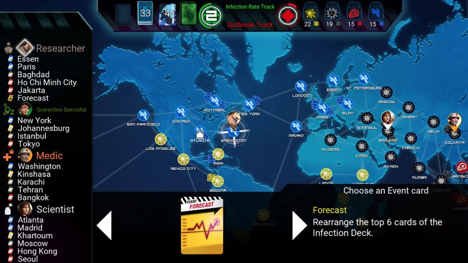 World map in Pandemic video game
