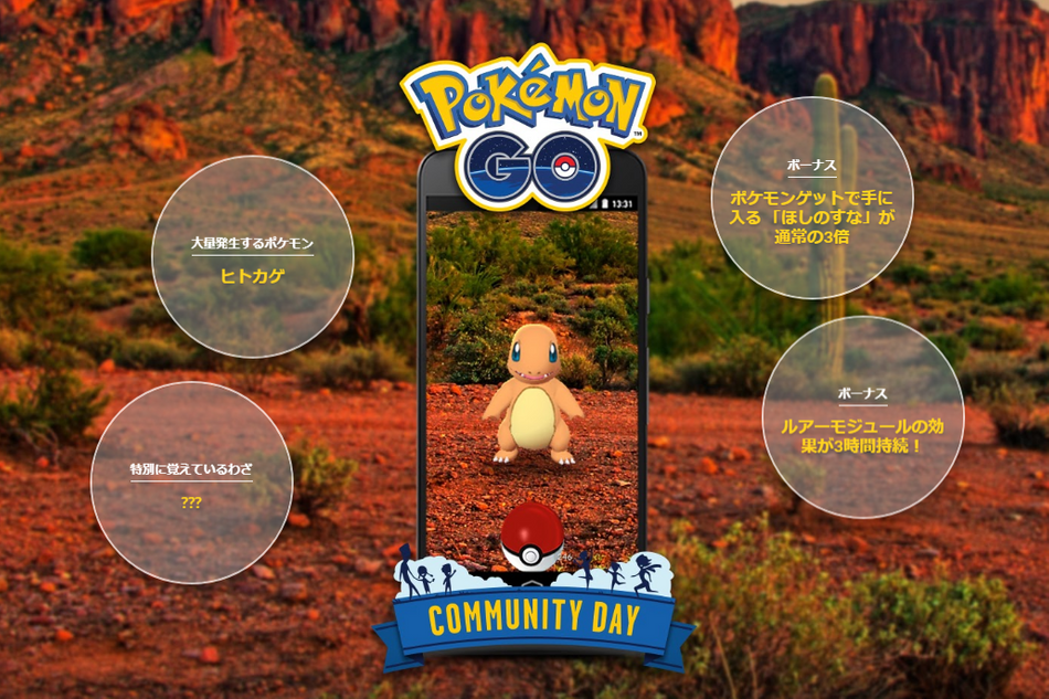 Picture from the official Pokemon GO site announcing Charmander Community Day