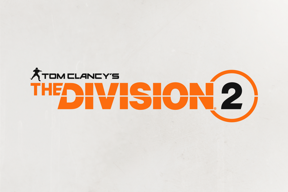 Announcement picture for The Division 2 by Massive Entertainment. Orange letters on beige background.