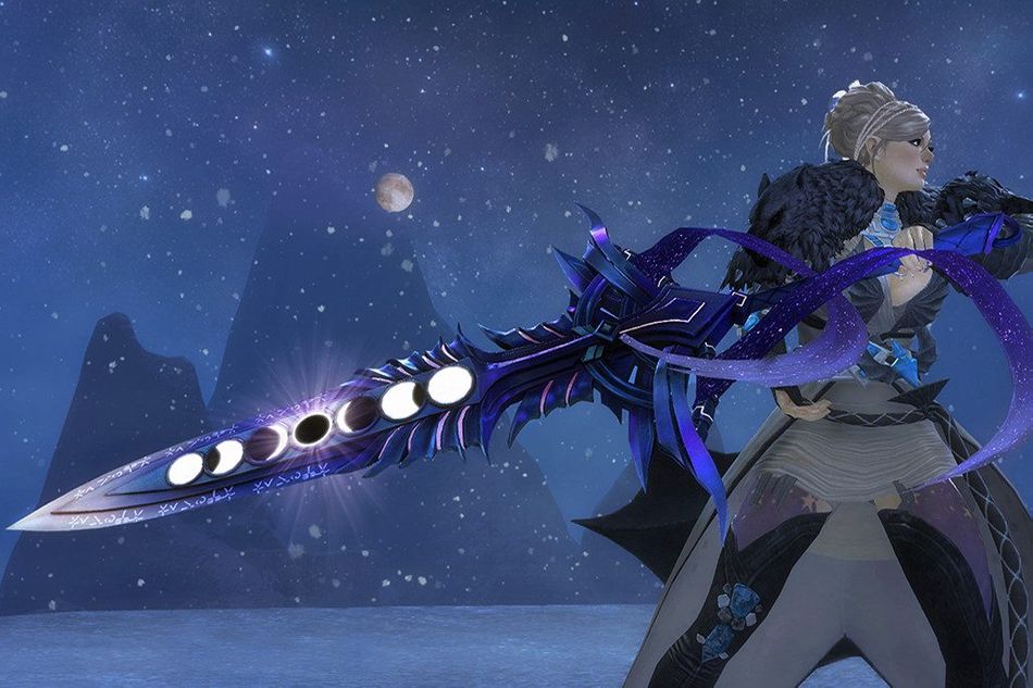 Picture of a human wielding Eclipse in Guild Wars 2