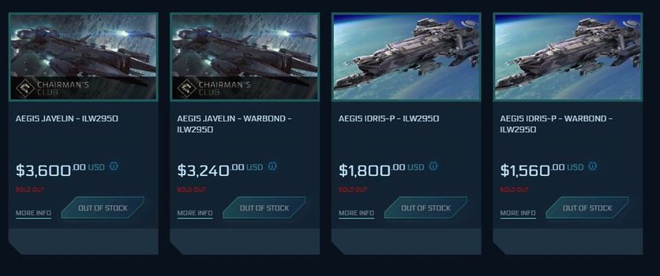 Star Citizen sells ships