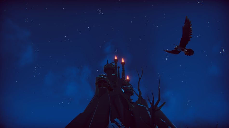 The Falconeer bird flying near a castle