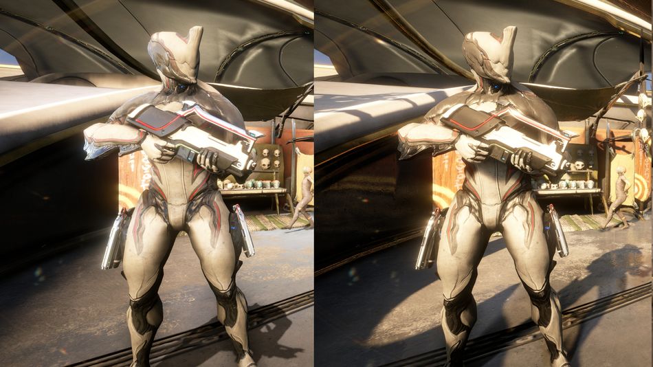 Warframe - Legacy on the left and Enhanced on the right