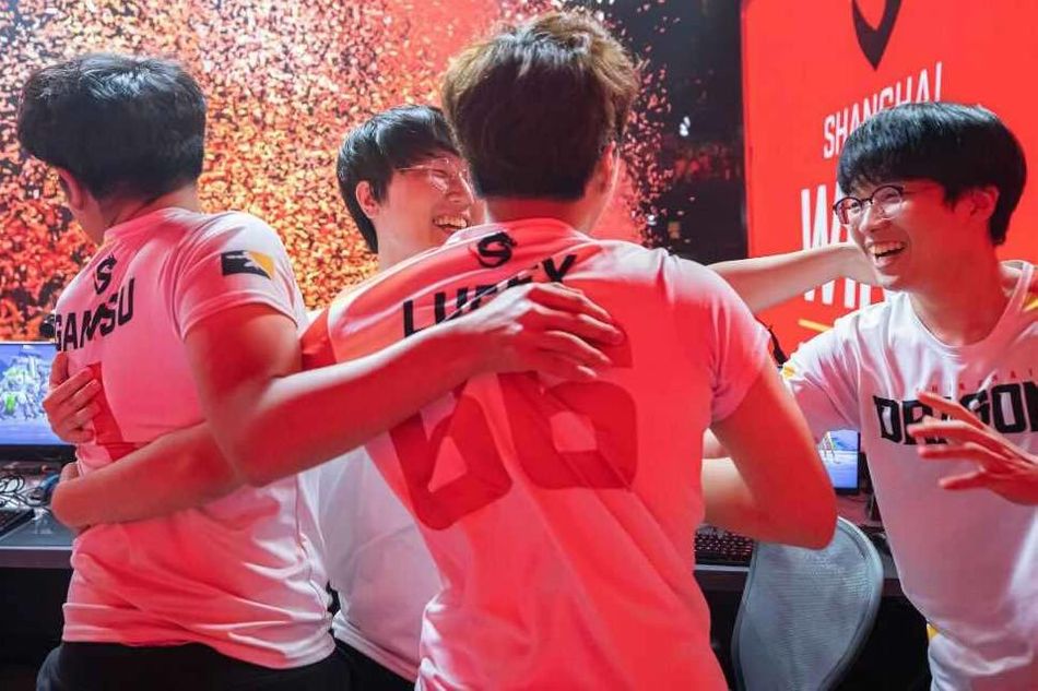 Shanghai Dragons Overwatch League team celebrating a victory